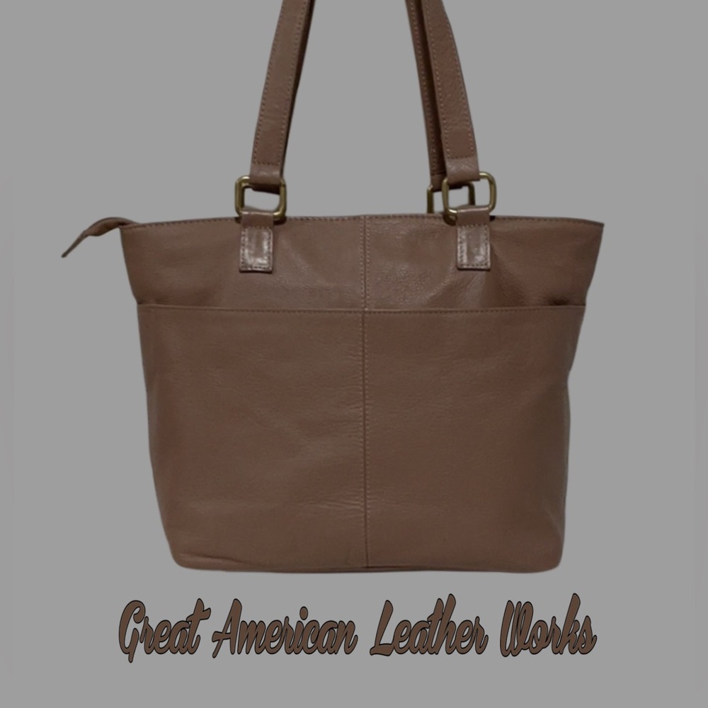 GREAT AMERICAN LEATHERWORKS Tan Leather Multi Pocket Shoulder Bag Vintage